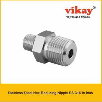 Hex Reducing Nipple SS 316 x Inch